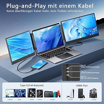 Laptomo Monitor Portatil, Extensor Pantalla Portatil 14